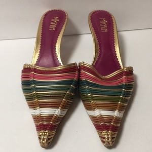 Mikala colorful leather kitten heel slides